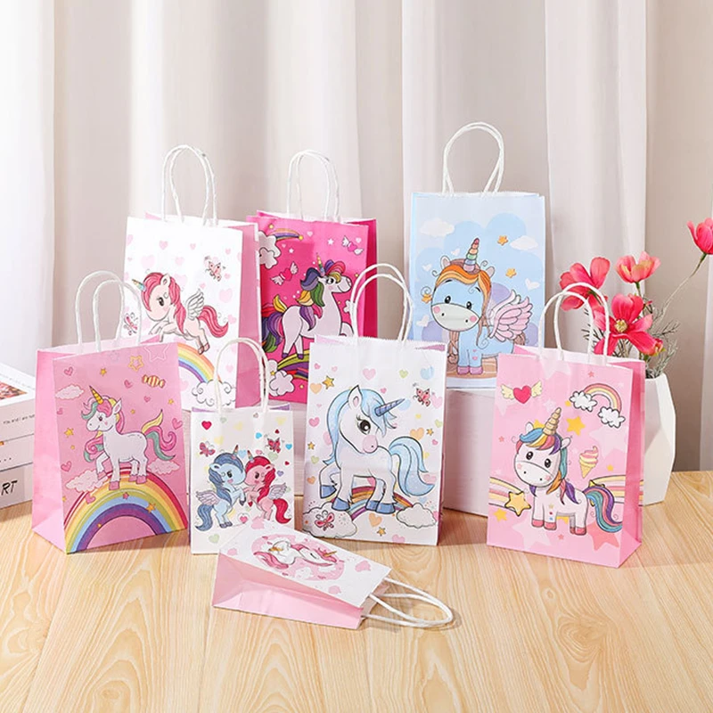 Bolsas de papel con estampado de unicornio personalizadas, bolsas
