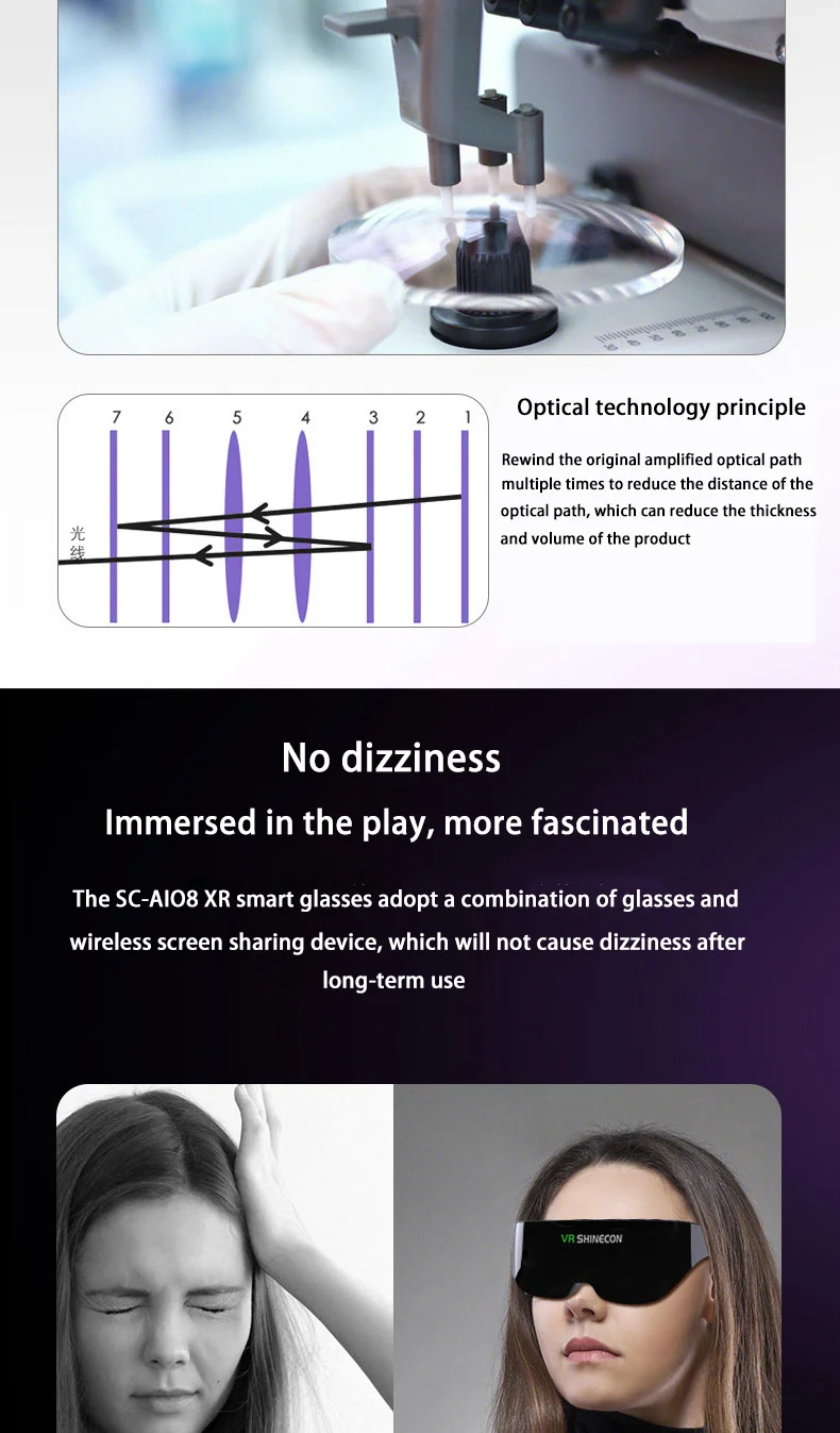 VR glasses, AIO8, head mounted panoramic viewing, immersive experience, can be worn for myopia, intelligent VR glasses