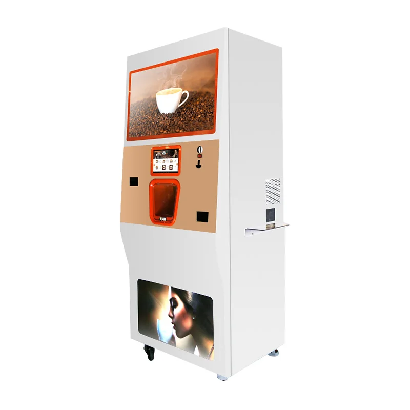 Automatic Hot And Cold Coffee Vending Machine Fresh Ground Coffee Vending Machine With 32 Inches Touch Screen