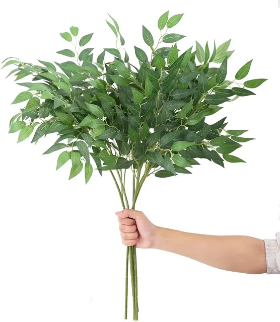 Artificial Green Leaf Italian Ruscus Greenery Stems Garland Vines Hanging Spray for Wedding Arch Bouquet Filler Table Home Decor
