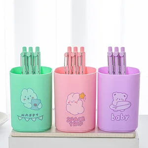 Luxury Cartoon Plastic Gel Pencil Marker  Pen Holders  for Desk Cute Pen Cup Stationery  for Girls.