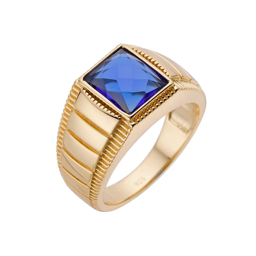 Ruby anéis de dedo preto e azul, sapphire princesa corte de zircão dourado  enchido latão 925 hip hop moissanite prata esterlina masculino, image size:1000x1000