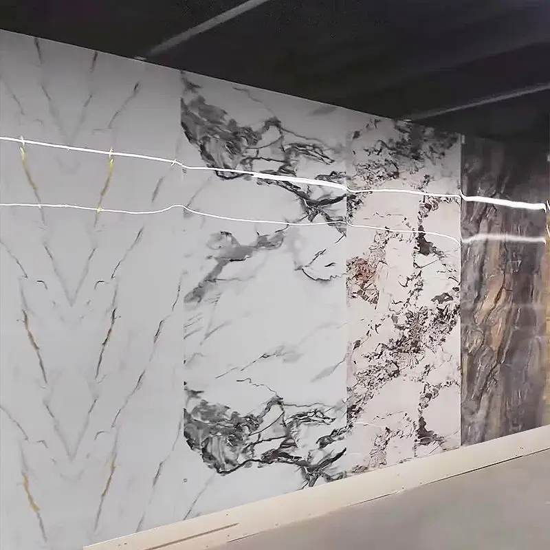 Wholesale 1220*2440mm Customizable Size PVC Smooth Marble Sheet Cutting Waterproof Fireproof Anti-scratch for Wall Panels