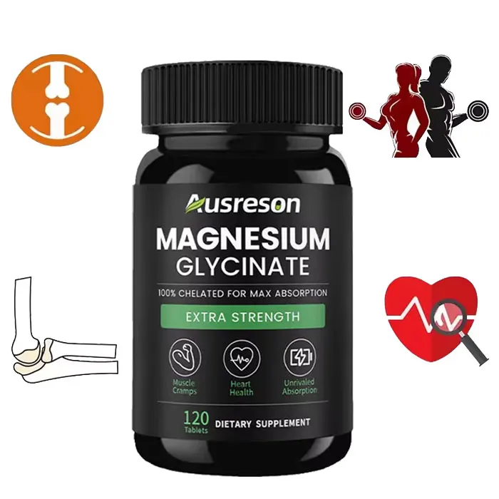 China Pure Magnesium Glycinate 120 Tablet Supplement 400mg 500mg Magnesium Glycinate Tablets for Sleep Muscle Support Relaxation