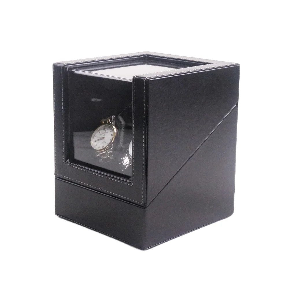 Remontoir de montres 3 emplacements en cuir PU noir PWW911 Remontoir de montres 3 emplacements en cuir PU noir PWW911