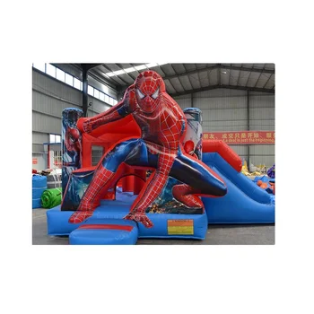 Spiderman Adventure Inflatable Combo / Superhero Bounce House With Slide / Moonwalk Bouncer Trampoline Inflatable Playhouse