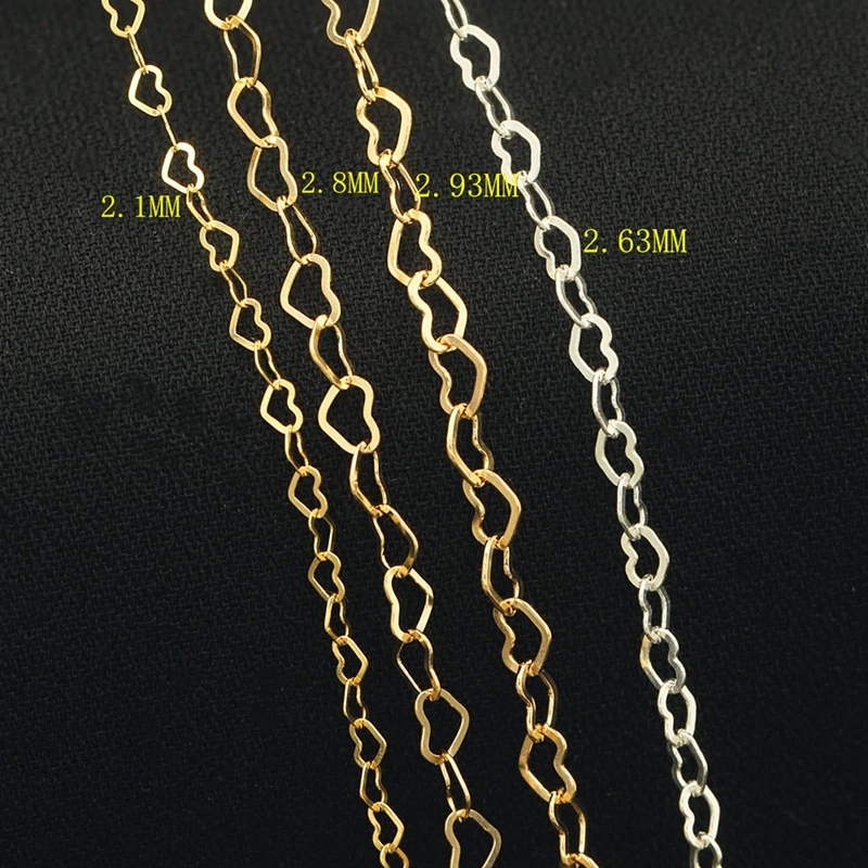 Fashion Sterling Silver Heart Bulk Chains For Jewelry Making Waterpoof