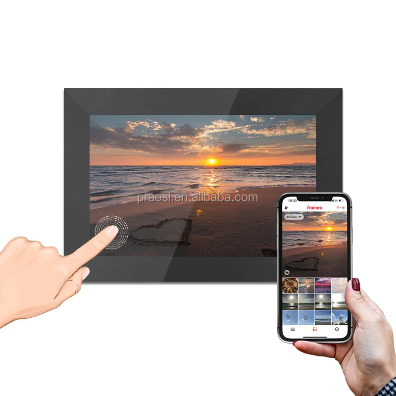 PROS 10 Inch Smart WiFi Cloud Digital Photo Frame IPS Full HD Display Touchscreen 16GB Storage Electronic Photo Video Frame