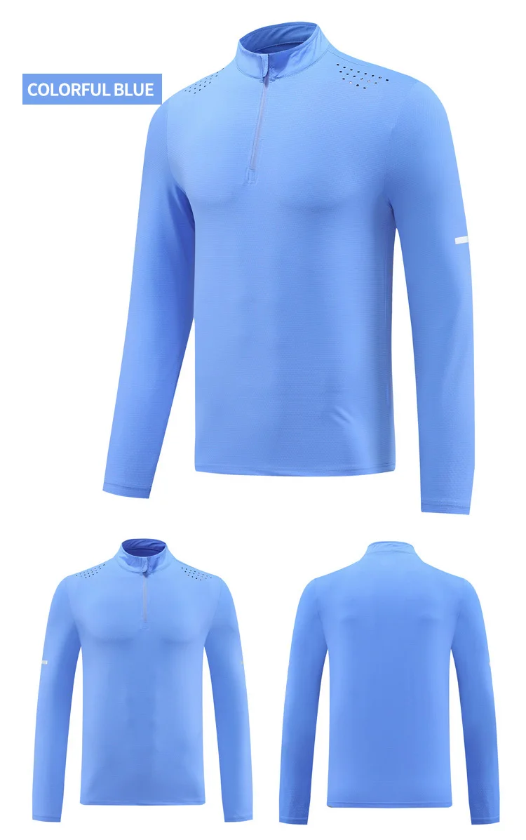 T-shirts de sport à manches longues pour hommes, tissu en maille respirant à séchage rapide, vêtements actifs d'entraînement, vente en gros, T-shirts de gymnastique 972_voghion.com