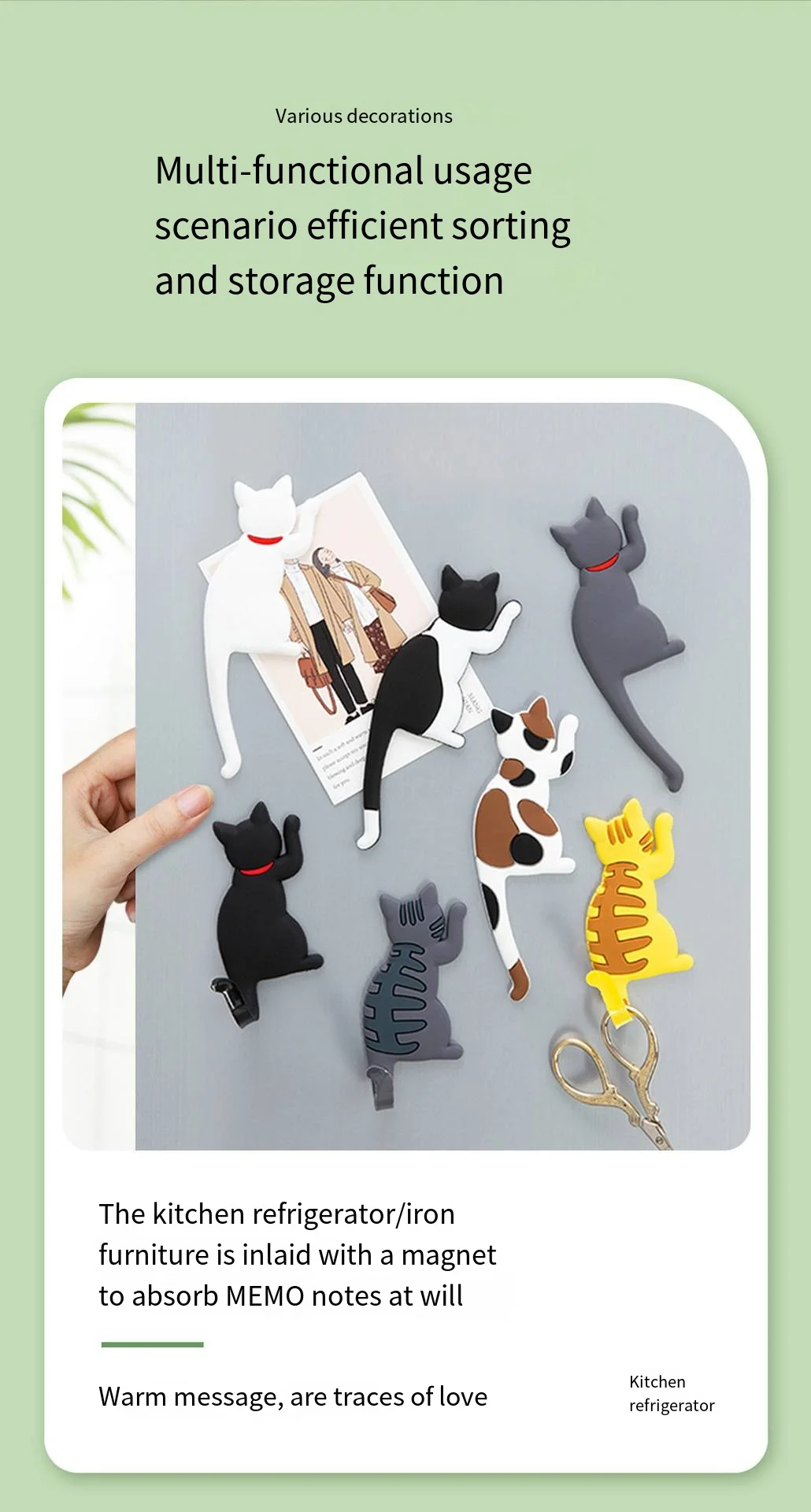 Cross-border cute cat tail refrigerator sticker hook Strong magnetic hook Creative cute refrigerator sticker magnetic sticker manufacture