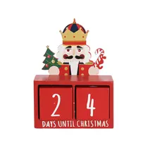 Wooden Christmas Advent Calendar Block Decoration Christmas Nutcracker Table-top Decoration Festive Home Decoration