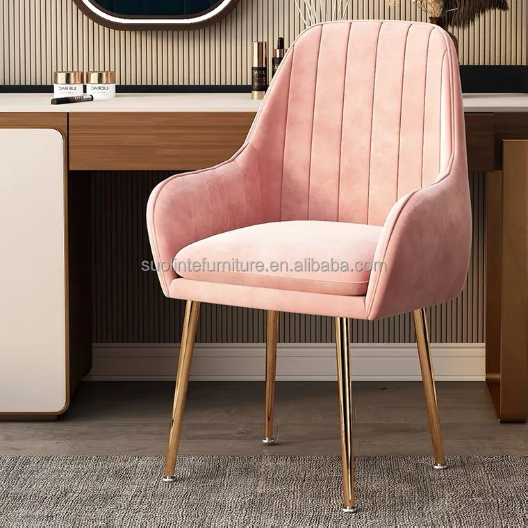 pink velvet gold chair