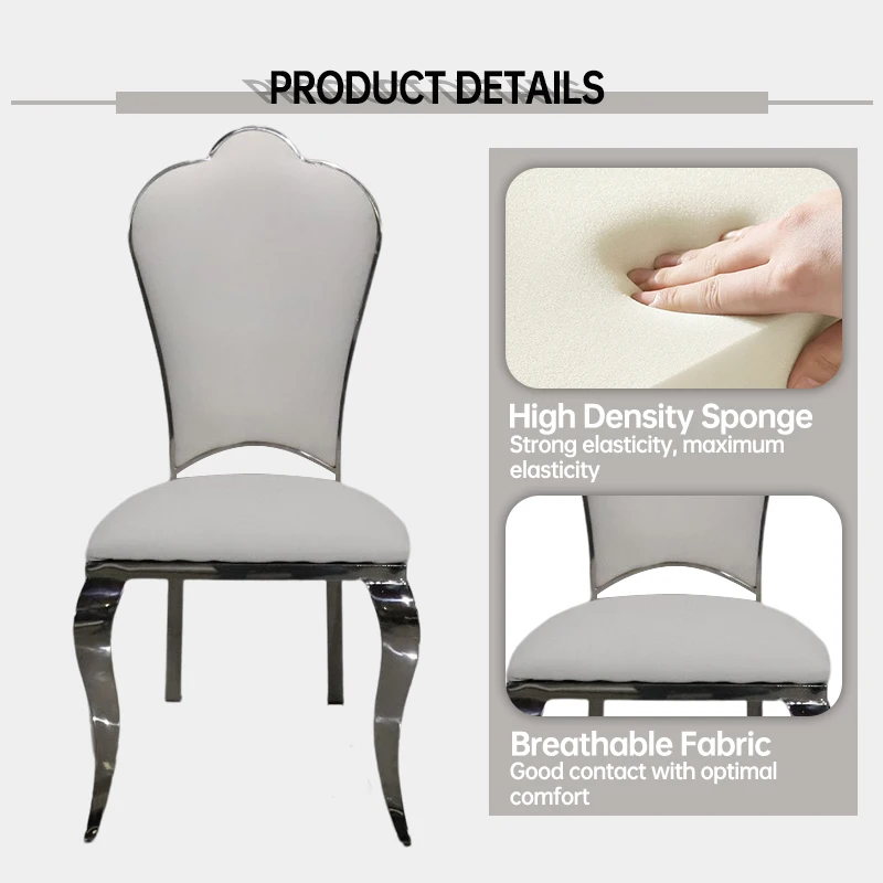 Hotel High Back Grey Banquet Chair Pu Leather Upholstered Stainless