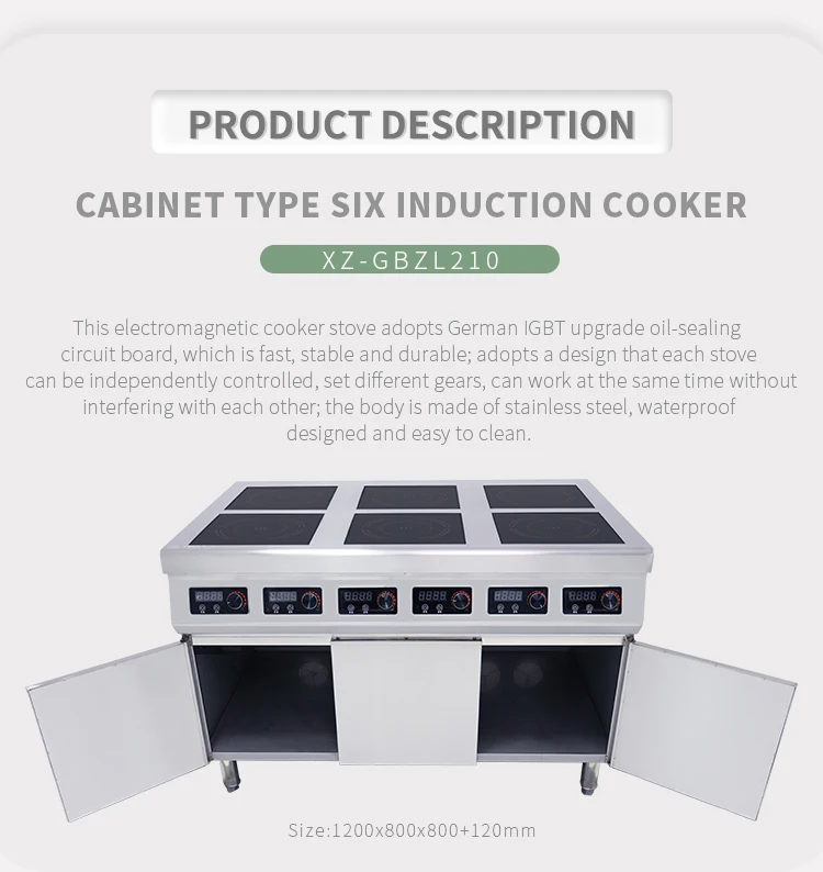 Commercial 3500w 6 Burners Plate Induction Cooker Stove With Cabinet Electric Cooktops Cooking Electric Stove Induction Cooker