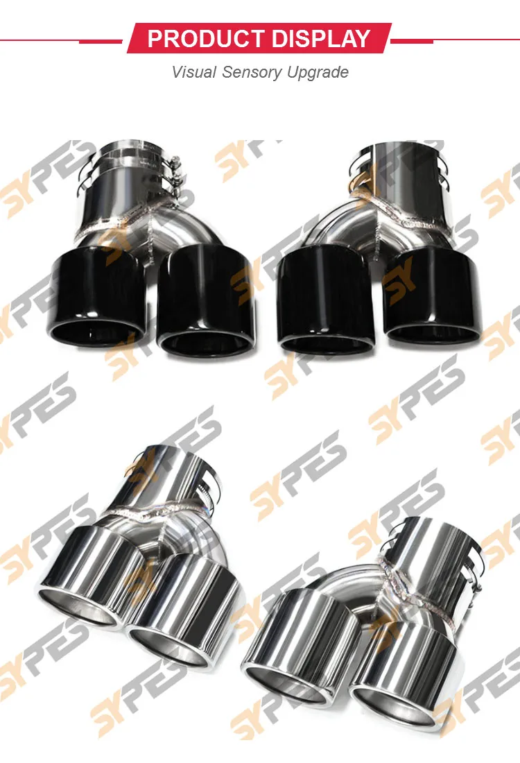 Quad Carbon Fiber Style Exhaust Tips For BMW G22 G23 G26 M440i (2019+) - Silver, Stainless Steel, Easy Install