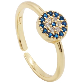 Wholesale 925 Sterling Silver Zircon Evil Eyes ring Open Rings For Women Fashion Jewelry 2021