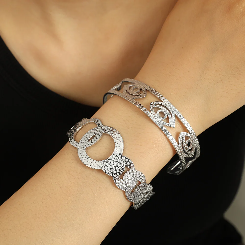 最終値下げ早い者勝ちhuman made bangle gold 2024 New Fashion 18k Gold Plated Stainless Steel Tarnish