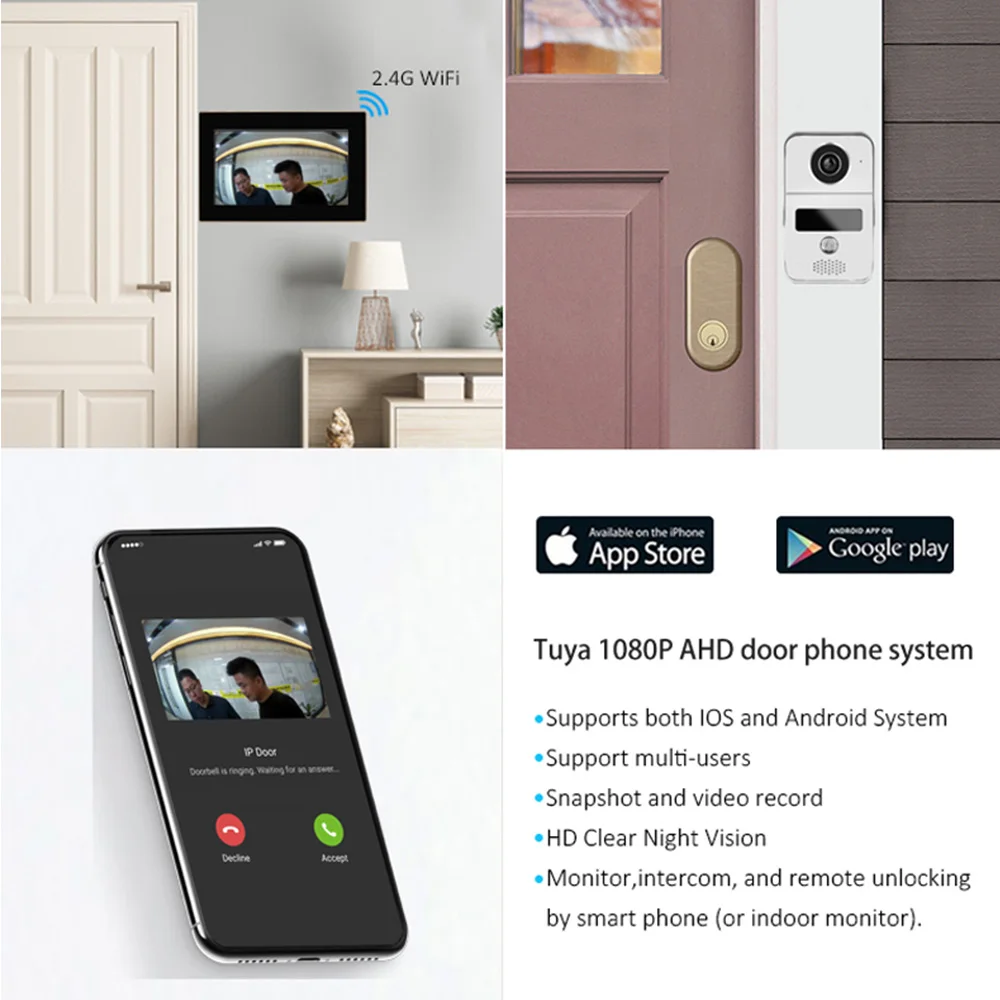1080P Tuya WIFI Smart Video Doorbell Camera Wireless Video Intercom For Home Security Protection Tuya Door Bell 93