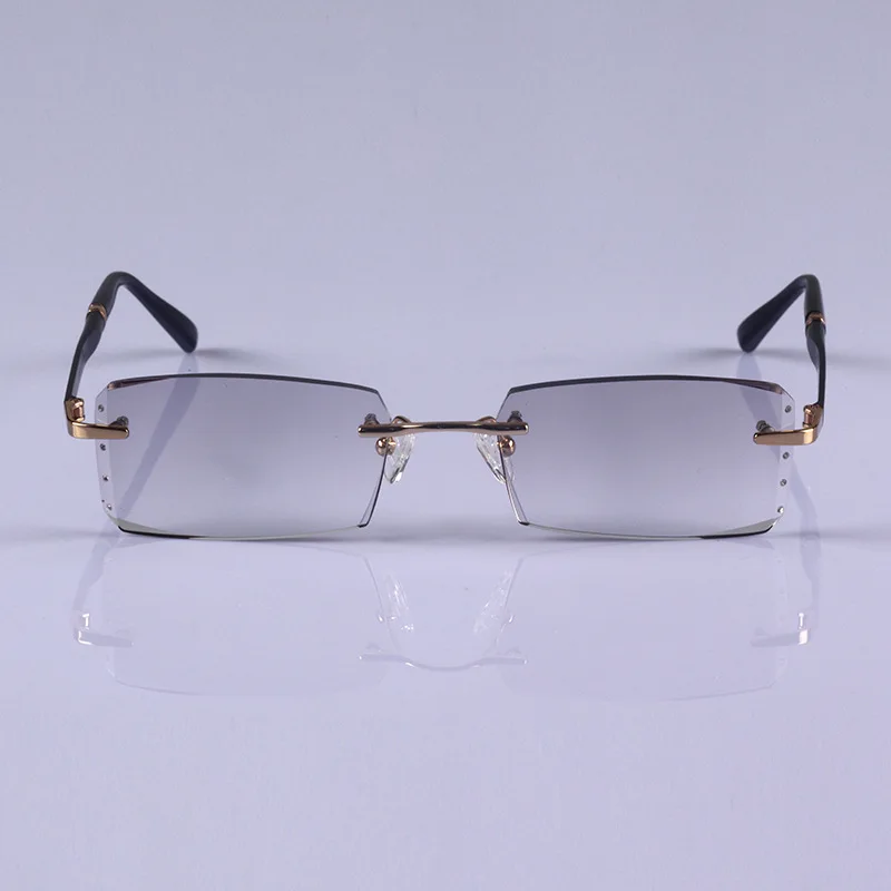 Luxury Men Women Rimless Diamond Cutting Photochromic Reading Glasses Color Changing Pre aperçu 3