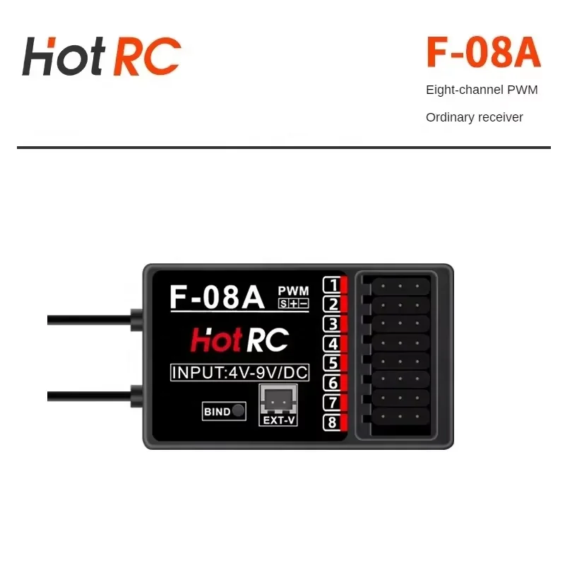 HOTRC 8CH 2.4G Transmitter CT-6B & F-08A Receiver Set Remote Control for RC Car Boat Tank Plastic with LCD Voltage Return