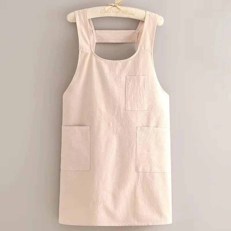 Solid Color Men Women Custom Logo Oilproof Waterproof Apron Sleeveless Aprons Kitchen Cooking Restaurant Bib Apron with Pocket