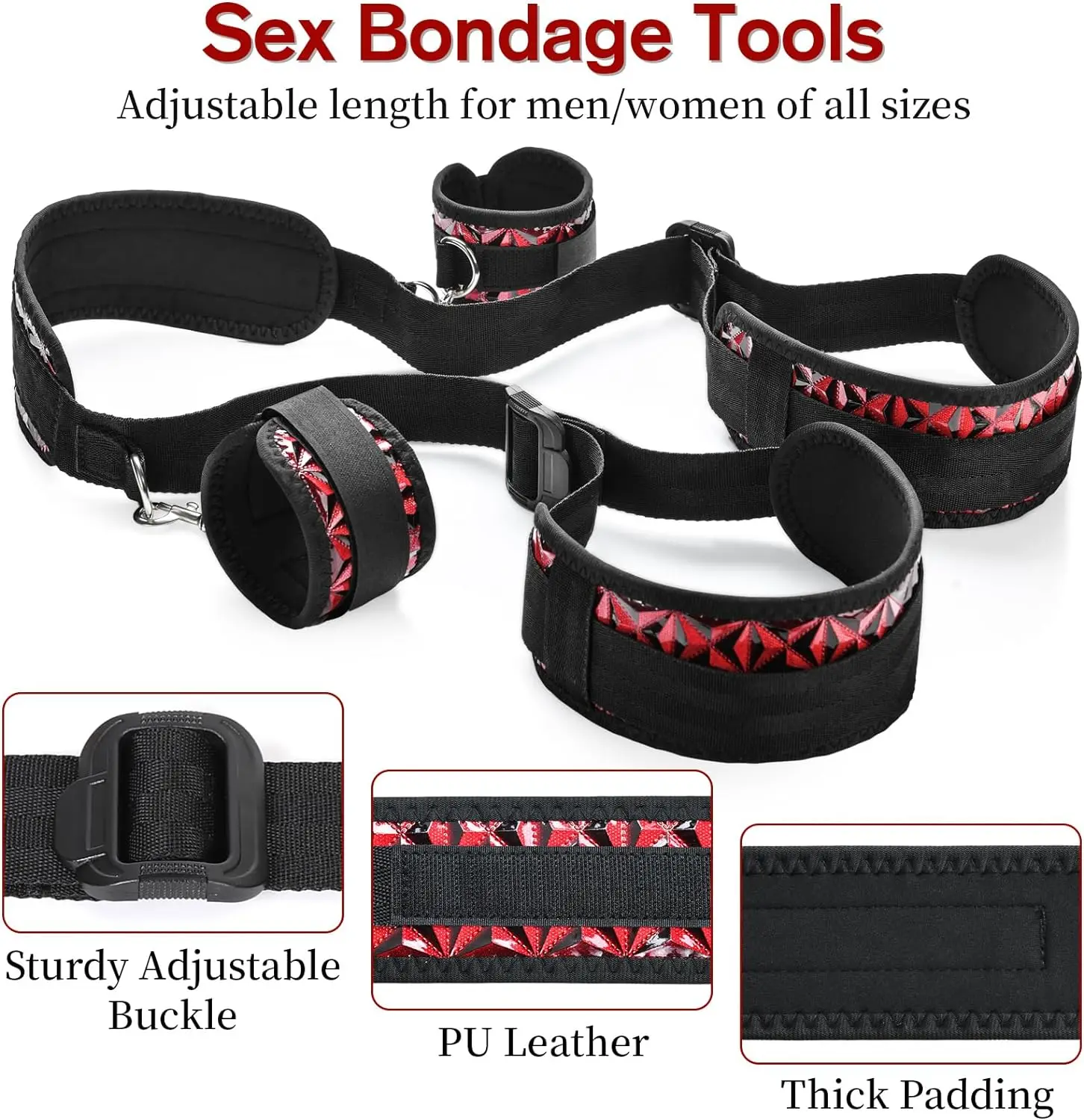 Jeu De Menottes Et Sangles De Bondage - Pour Adultes Et Couples - BDSM - Neuf