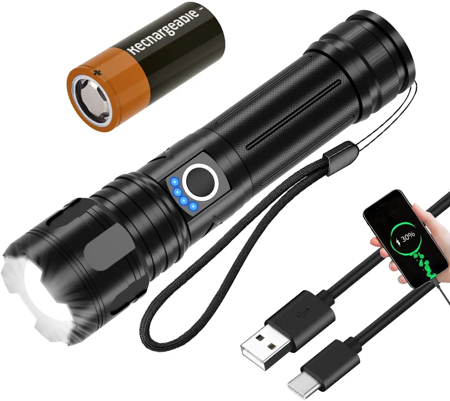 Super Bright 1500 Lumens Zoom Small USB Rechargeable Flashlight Road Camping Emergency Lighting Tactical LED Flashlight Super Bright 1500 Lumens Zoom Small USB Rechargeable Flashlight Road Camping Emergency Lighting Tactical LED Flashlight