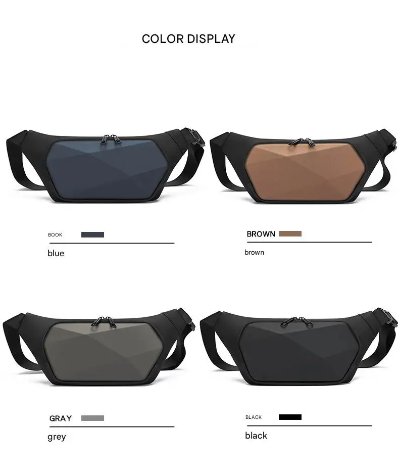 Men's New EV Shaped Waist Bag Fashionable Leisure Shoulder & Small Backpack Trendy Motorcycle Luggage & Saddlebags