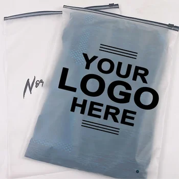 Custom Matte Frosted Plastic Packaging Zipper Bags T Shirt Swimwear Zip Lock Clothing Bags With Logo