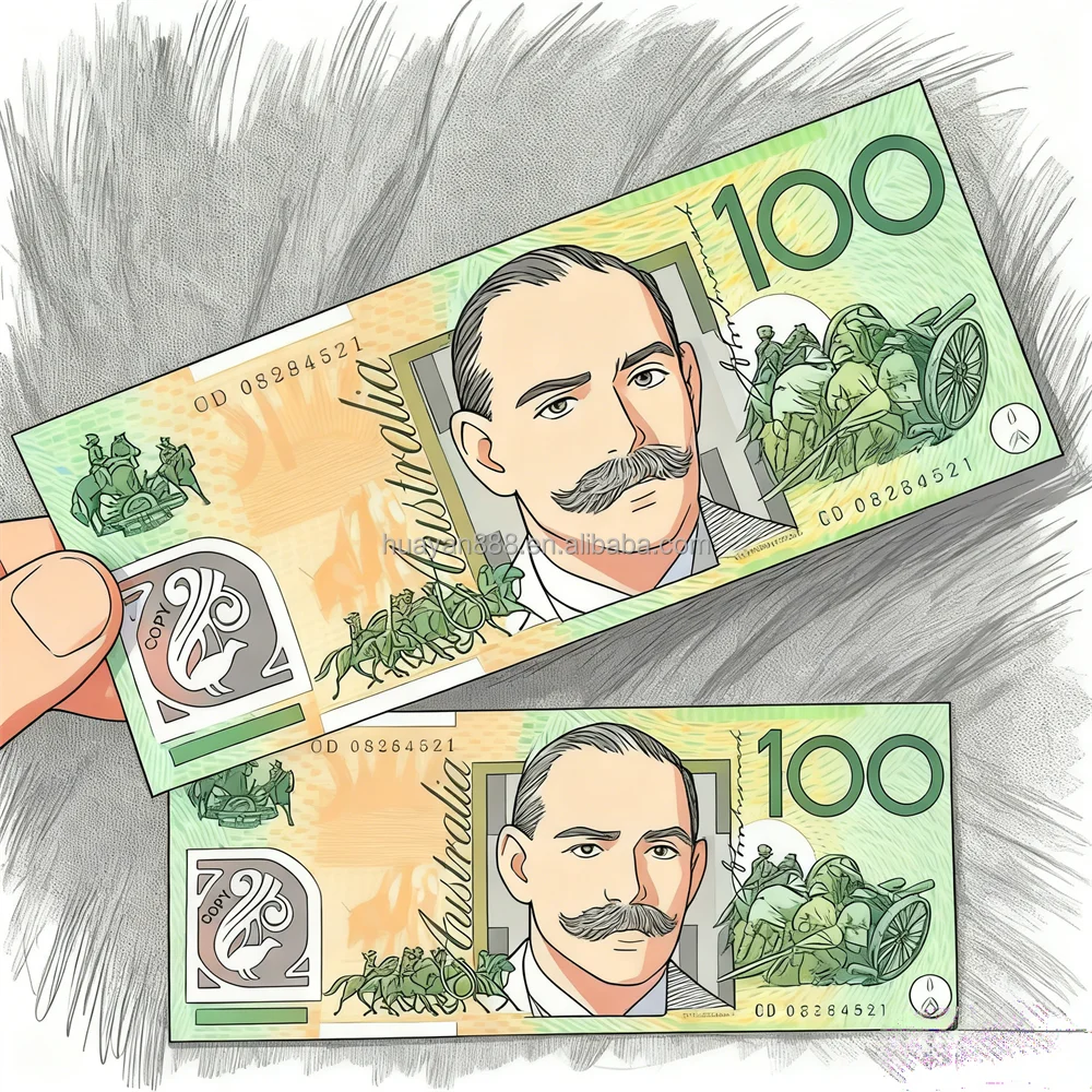 超薄聚合物澳元澳大利亚道具钱20 50 100美元逼真透明窗户耐用塑料圣诞感恩节