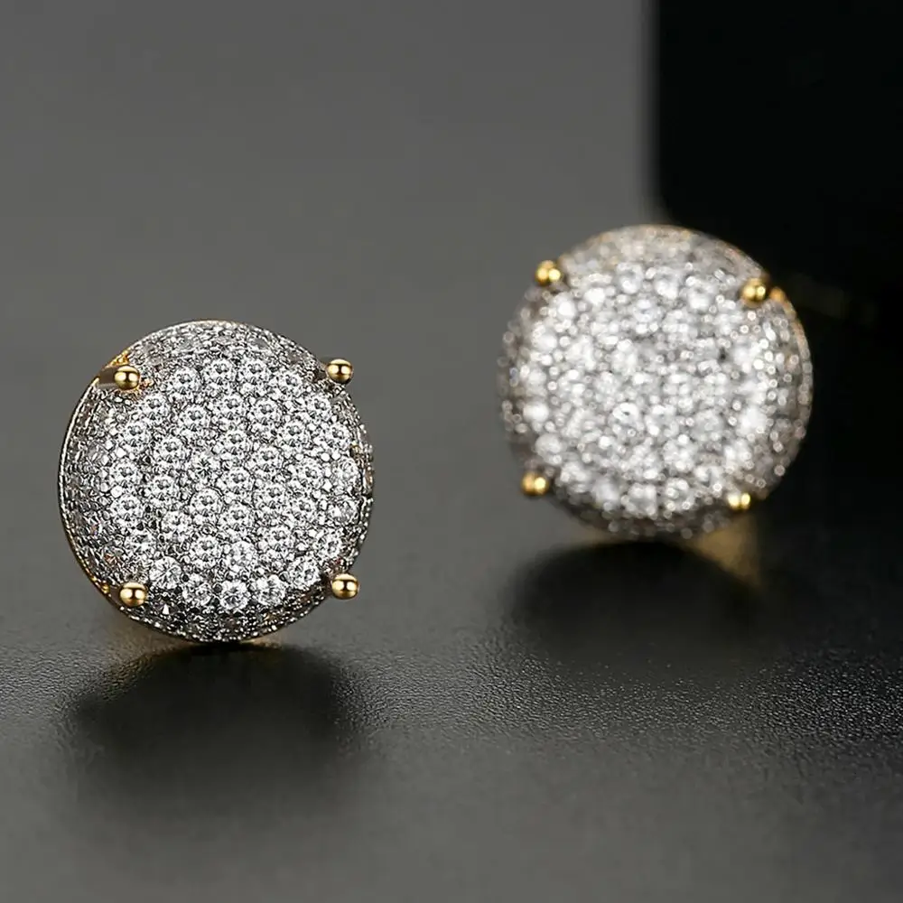 JINSE Boy Simple Fun Zarconia Charm Cute Trendy Statement Round Woman Male Stud Jewelry Turkish Earring