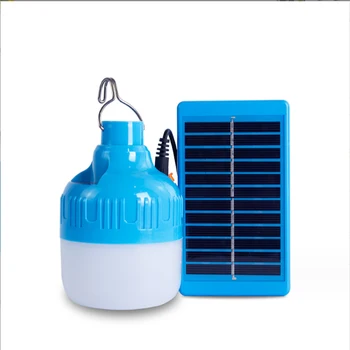 Solar emergency charging bulb remote control timing household night market  outdoor solar bulb light