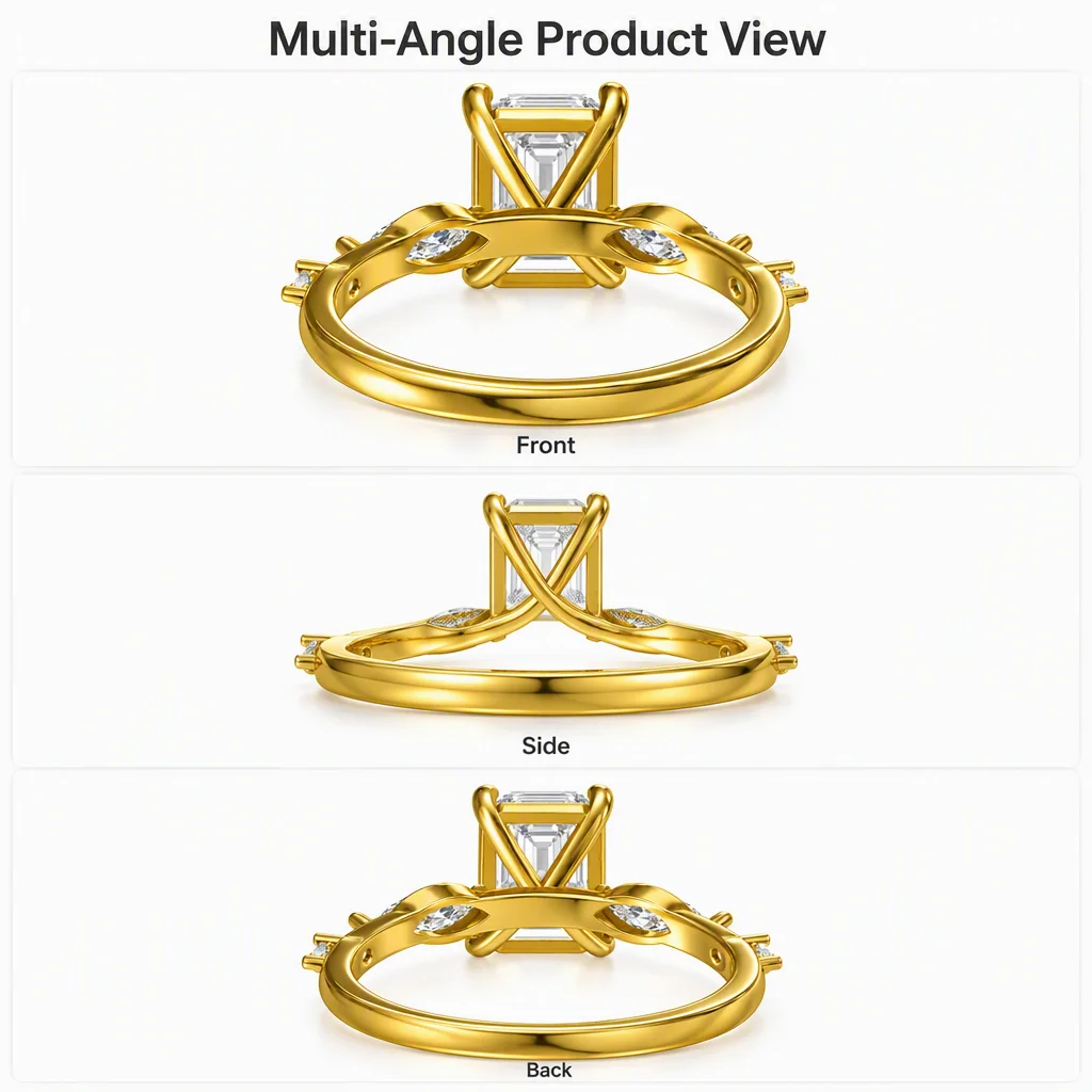 14K Gold Emerald Cut Lab Grown Diamond Ring Marquise Lab Created Diamond Engagement Ring Lab Diamond Rings for Women