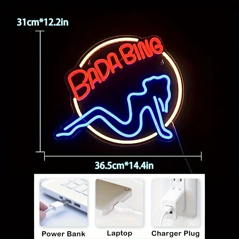 Geeinar Bada Bing - Insegne al neon per decorazione da parete