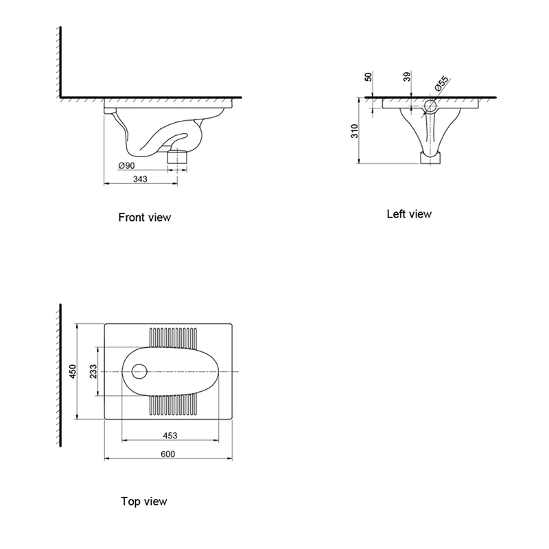 Modern Build in Platform White Color Bathroom Ceramic Wc Squat Toilet Pan