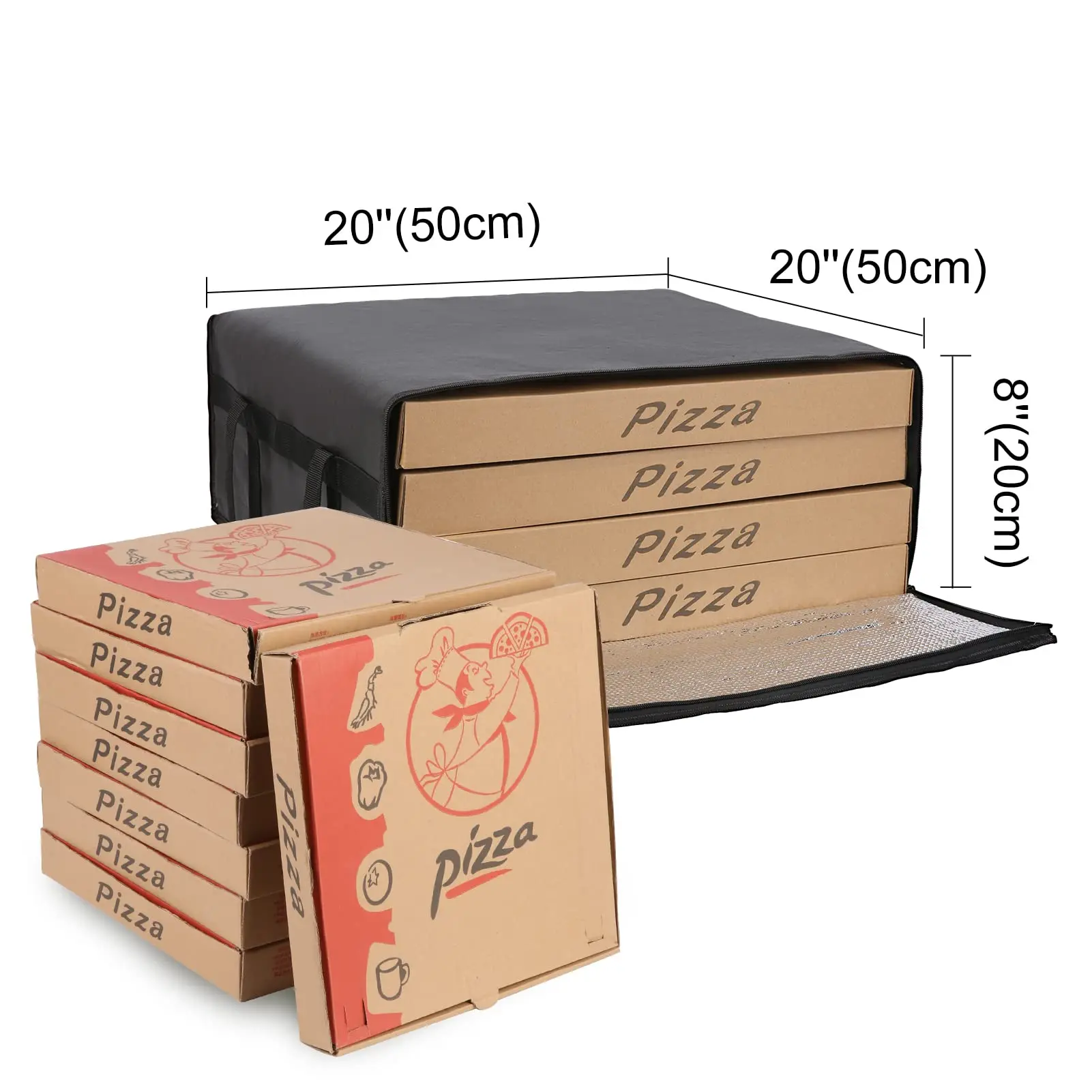 Large Capacity Food Delivery Picnic Camping Tote Cooler Lunch Bag Insulated Warmer Pizza Food Delivery Bag