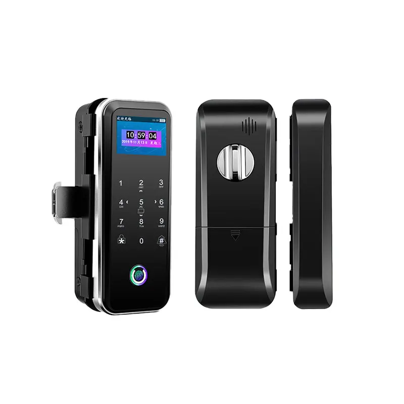 Tuya Smart Glass Lock WiFi Access Control Via RFID Fingerprint for Aluminum Steel Automatic Digital Deadbolt Card Security APP