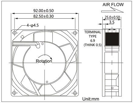 Brushless Axial Fan, 92X92X25mm, Aluminum, 9225 - detail 24