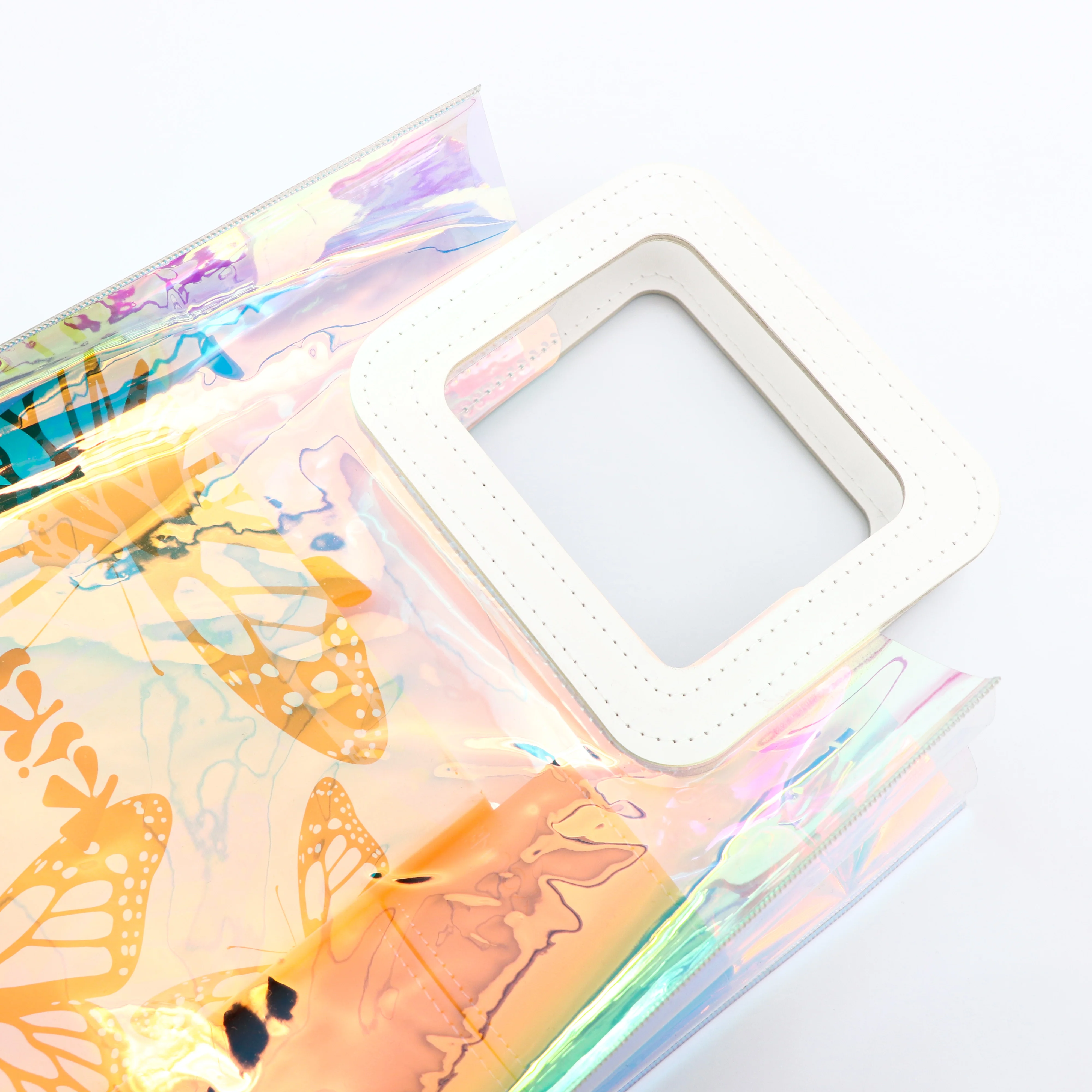 Custom Holographic Transparent Laser Pvc Tote Bag with Handle Packaging ...