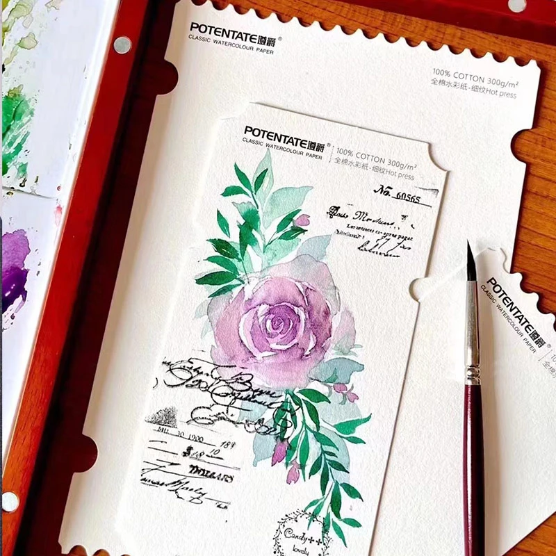 POTENTATE 032881 20Sheets 300g Watercolor Paper Fine Lines Stamp Postcard Ticket Stub Paper Painting Art Supplies