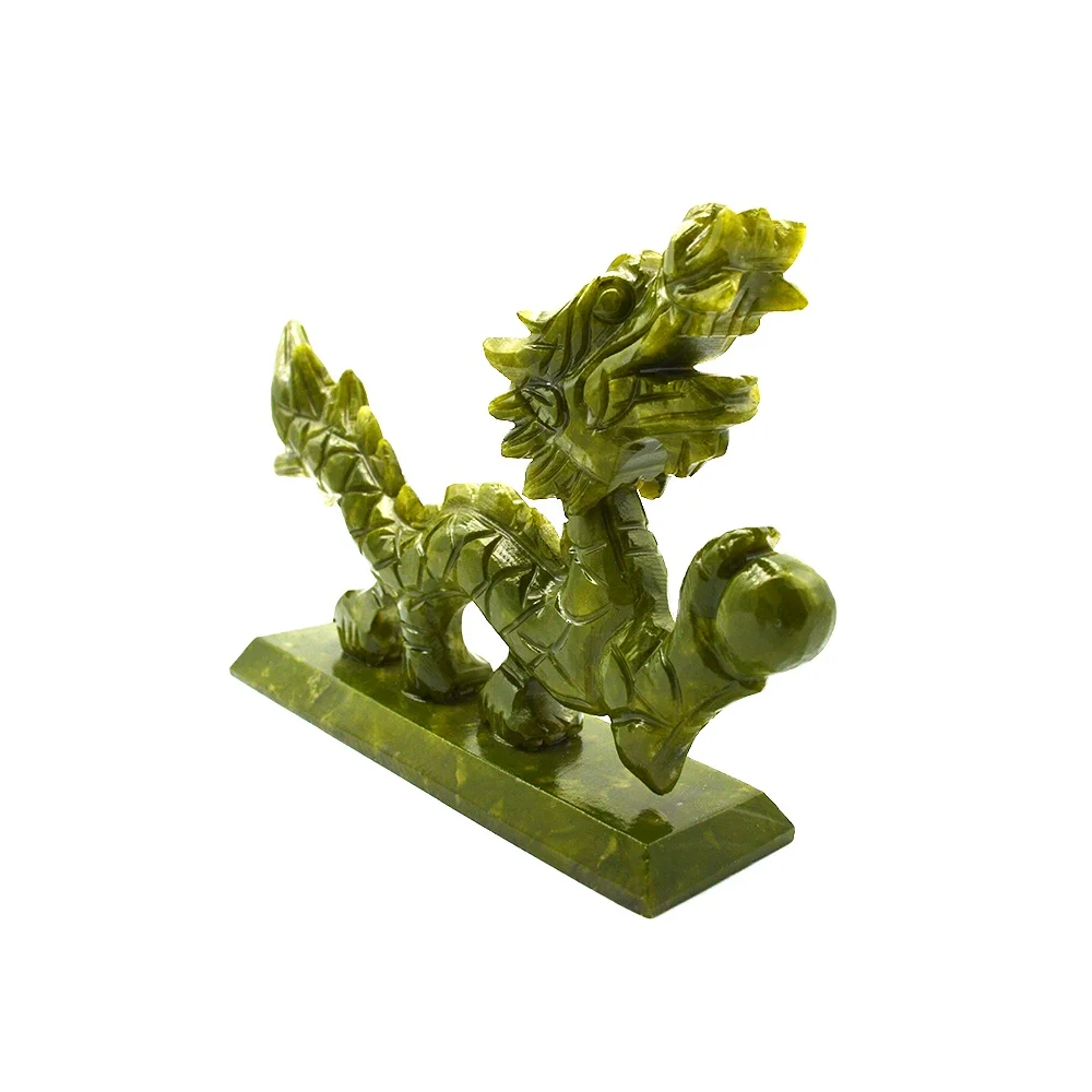 龍彫刻 翡翠調 印材 置物 翡翠 龍 翡翠「龍」彫刻置物 #PM800