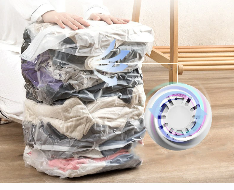 Пластиковый Вакуумный пакет ZQ73 для экономии пространства, дорожный сжатый вакуумный мешок для одежды, ручной насос, прозрачный пакет для хранения