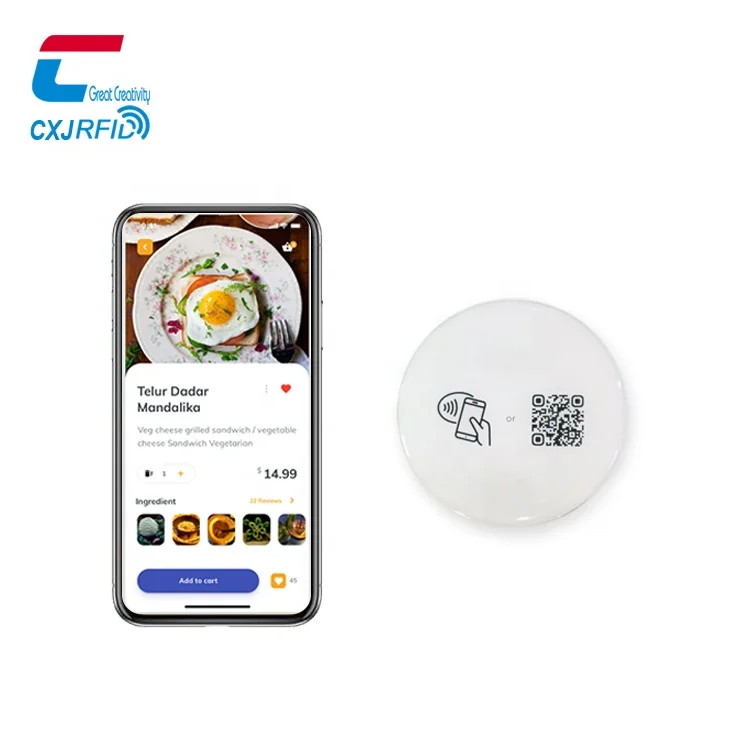 NFC Restaurant Table Menu Tag Customized Epozy Waterproof Menu Tag Touchless Display Menu Cards