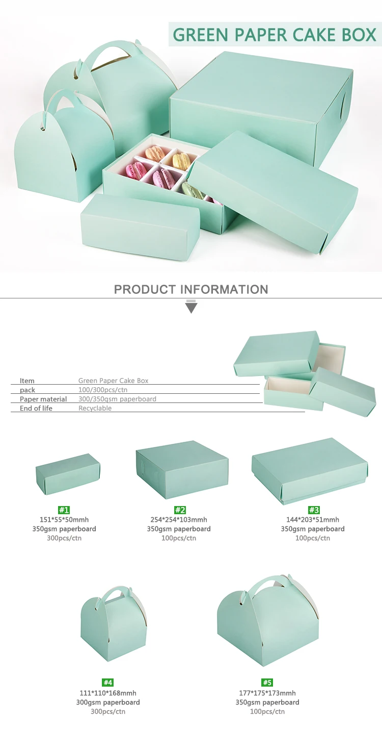 Foldable custom white paper cup cake packaging box with clear window details