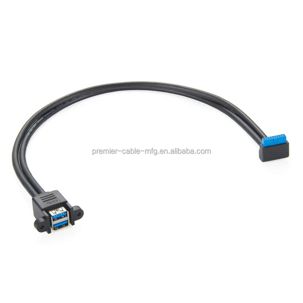 Stackable USB 3.0 Panel Type to Motherboard 20Pin Header Cable Dual Ports manufacture