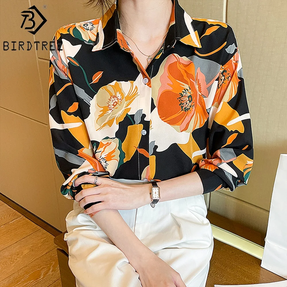 chiffon women flower printing shirt 2022