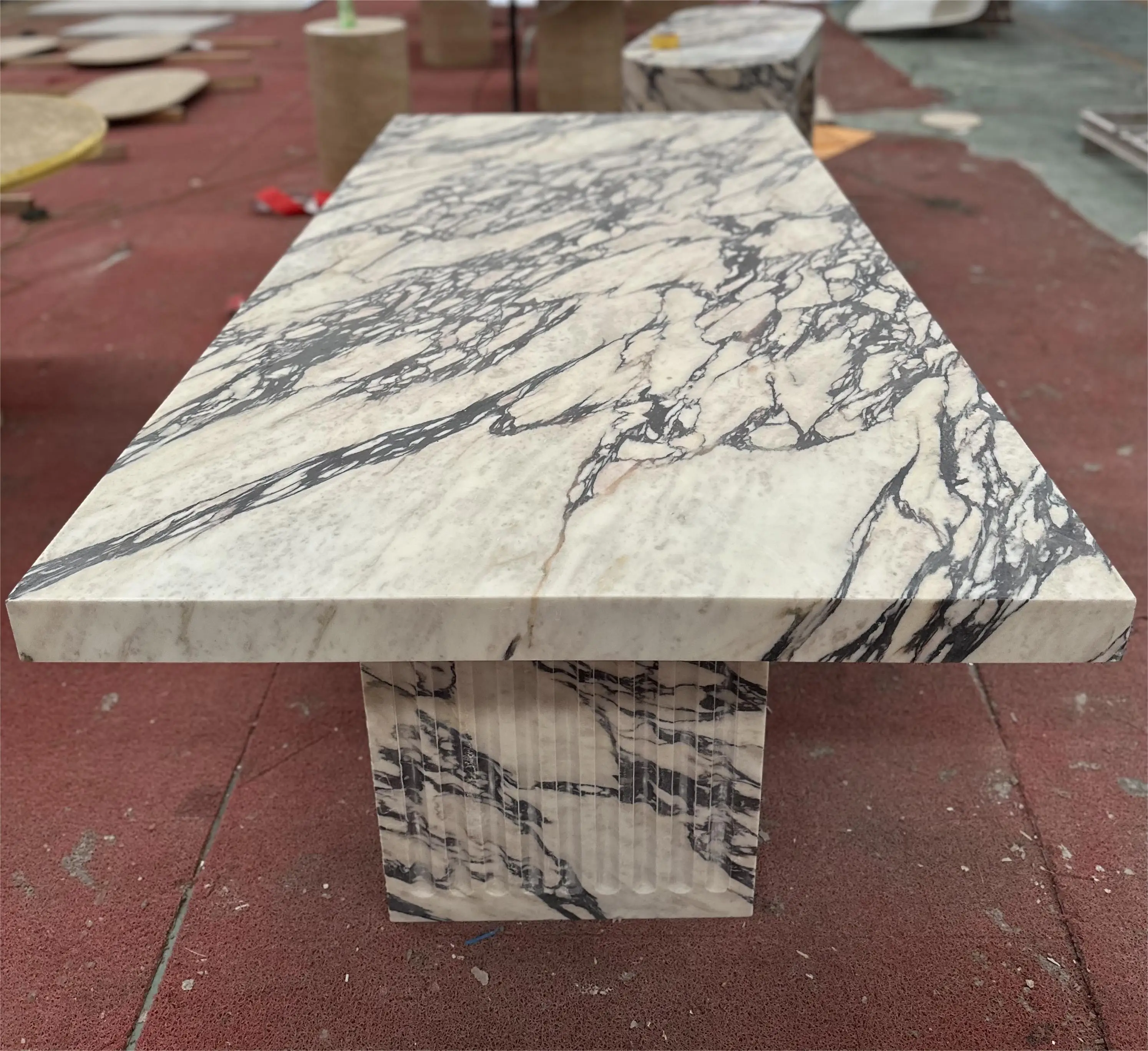 Роскошный Прямоугольный Обеденный стол из натурального мрамора Calacatta Viola Marble обеденный