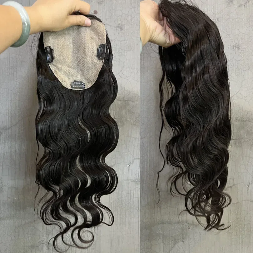 15x16cm Virgin Human Hair Silk Base Topper Body Wave For Women_voghion.com