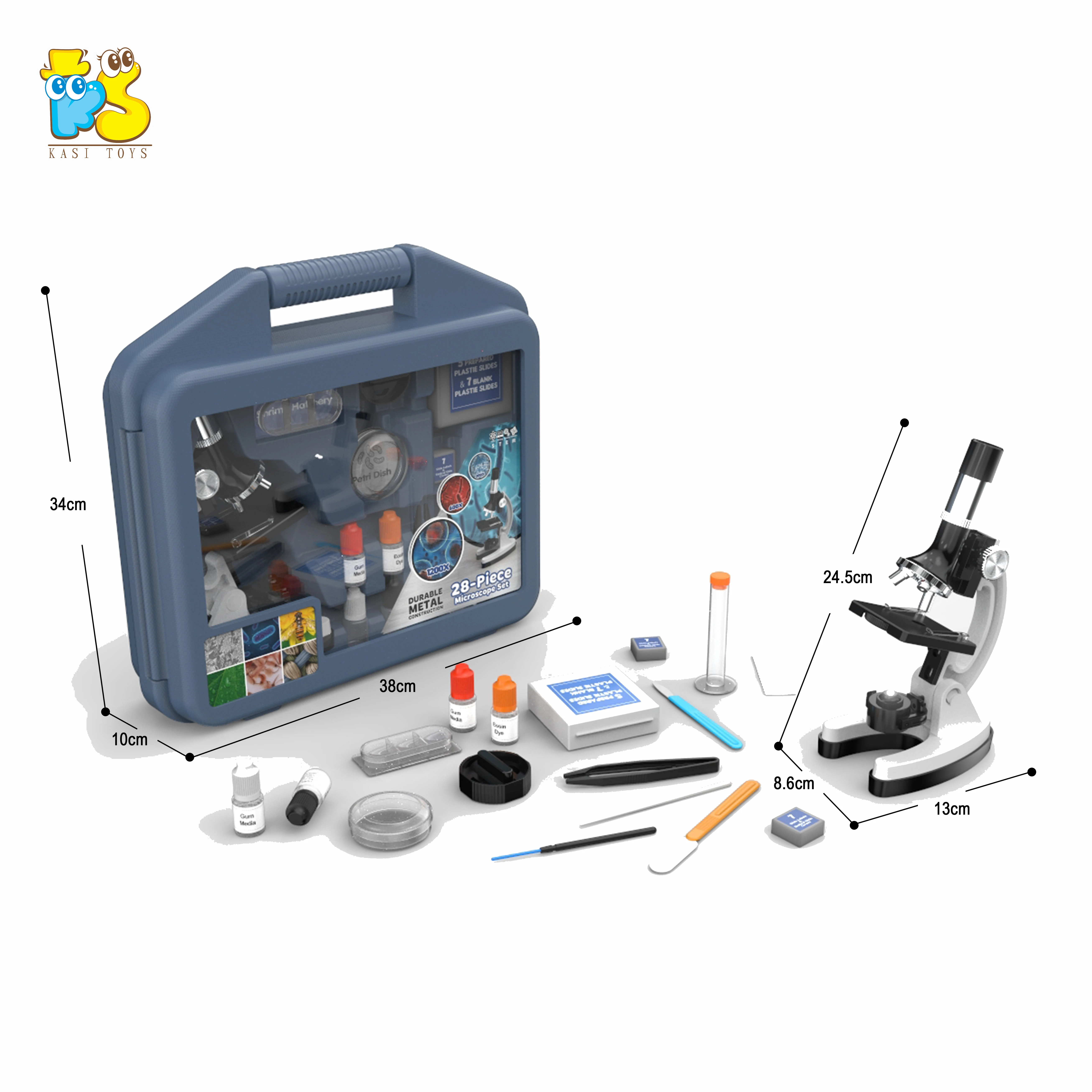KS Educational STEM Microscope Toy Kids Scientific Microscope 48 Pcs Set Lab Science Diy Kits Toy