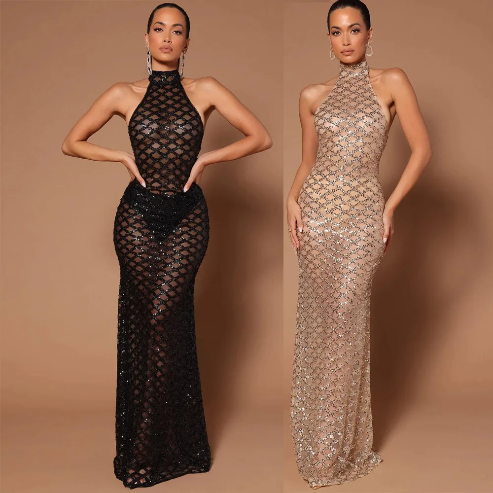 new fashion arrival gold mesh sexy bride party sleeveless